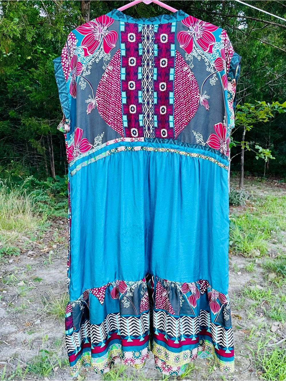 Johnny Was Ellis floral silk high waist drawstring midi dress - Picture 3 of 13